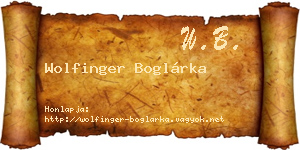 Wolfinger Boglárka névjegykártya